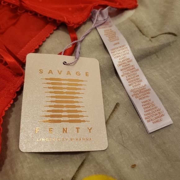 Savage X Fenty NWOT Dotted Mesh Halter Crop Top Cami, M - Picture 8 of 8